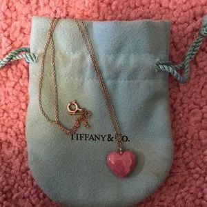 Tiffany & Co. Pink Rhodonite Heart Silver Necklace